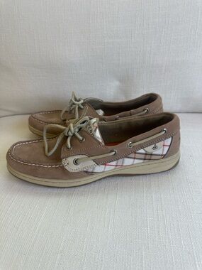 Sperry Top-Sider Women’s Boat Shoes Size 9 Tan Leather Plaid Classic